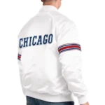 Power Forward Chicago Cubs Varsity White Satin Jacket
