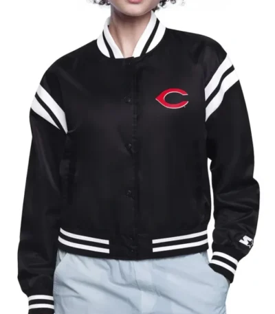 Printed Logo Cincinnati Reds Varsity Satin Jacket