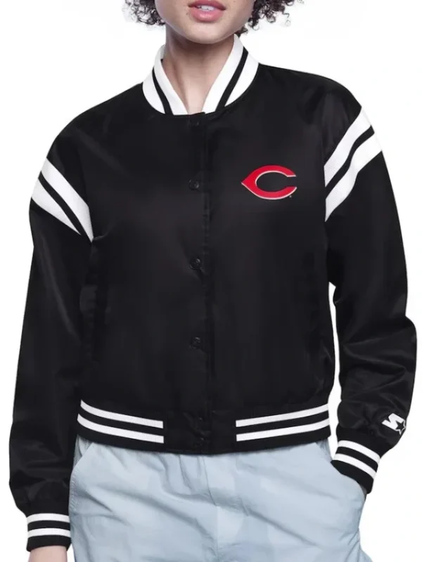 Printed Logo Cincinnati Reds Varsity Satin Jacket