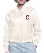 Printed Logo Cleveland Guardians Satin Varsity Jacket