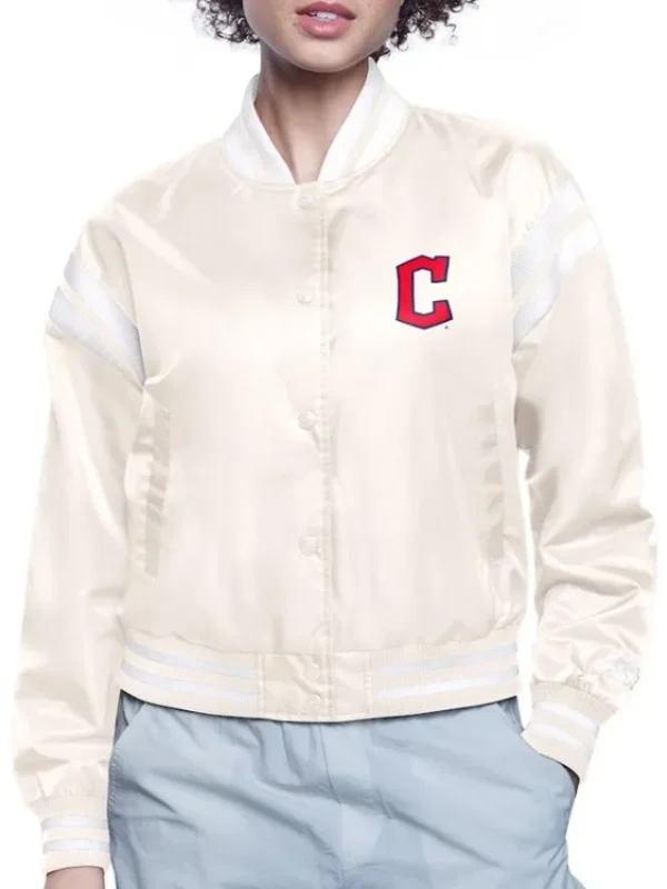 Printed Logo Cleveland Guardians Satin Varsity Jacket