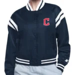 Printed Logo Cleveland Guardians Satin Varsity Jacket