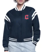Printed Logo Cleveland Guardians Satin Varsity Jacket