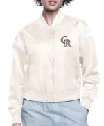Colorado Rockies Printed Logo Varsity Satin Jacket