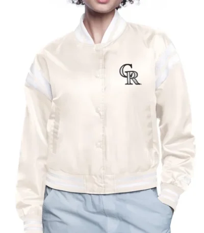 Colorado Rockies Printed Logo Varsity Satin Jacket