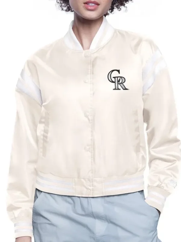 Colorado Rockies Printed Logo Varsity Satin Jacket