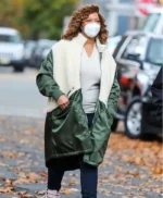 Queen Latifah The Equalizer Green and White Shearling Coat