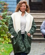 Queen Latifah The Equalizer Green and White Shearling Coat