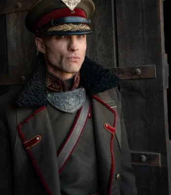 Rebel Moon 2023 Ed Skrein Green Coat