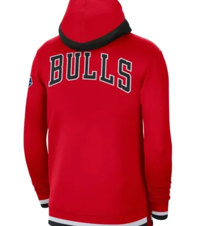 Red Chicago Bulls Full Zip Fleece Hoodie