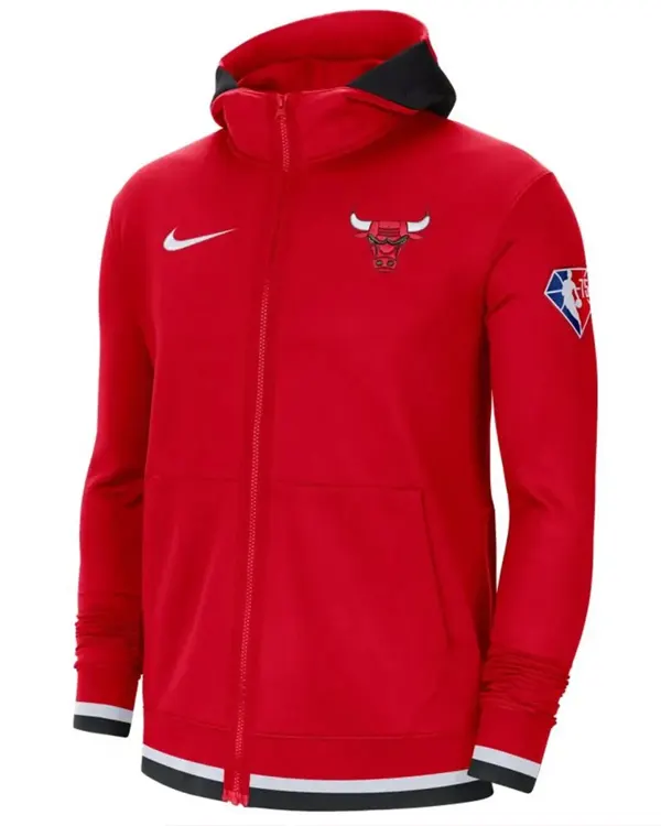 Red Chicago Bulls Full Zip Fleece Hoodie Red Chicago Bulls Full Zip Fleece Hoodie