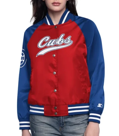 Red-Royal Chicago Cubs Home Run Varsity Satin Jacket