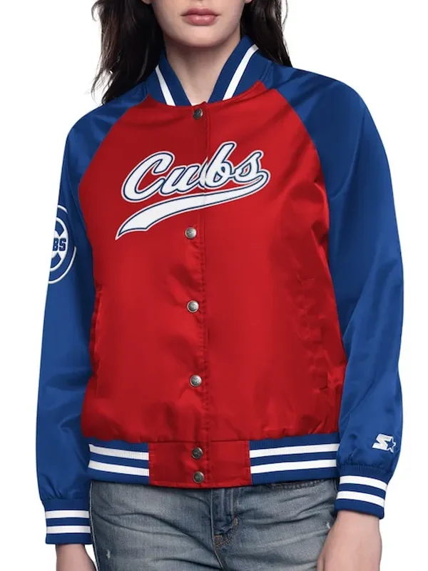 Red-Royal Chicago Cubs Home Run Varsity Satin Jacket