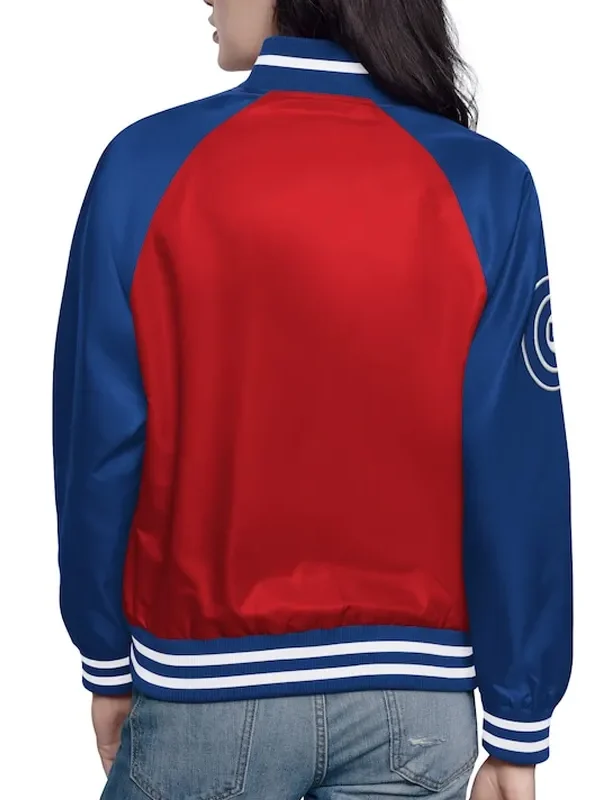 Red-Royal Chicago Cubs Home Run Varsity Satin Jacket