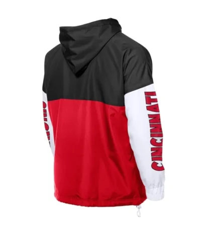 Cincinnati Reds Color Block Red/Black Windbreaker Hoodie