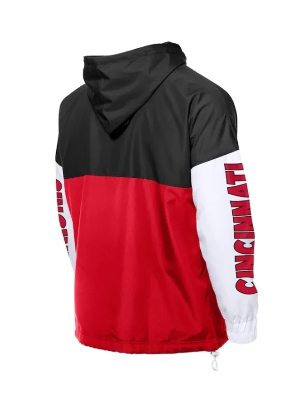 Cincinnati Reds Color Block Red/Black Windbreaker Hoodie