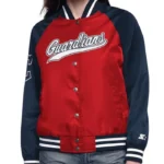 Red/Navy Cleveland Guardians Home Run Varsity Satin Jacket