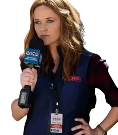 Reese Witherspoon The Morning Show Blue Cotton Polyester Vest