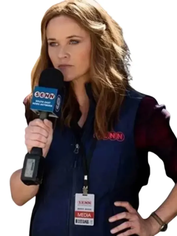 Reese Witherspoon The Morning Show Blue Cotton Polyester Vest