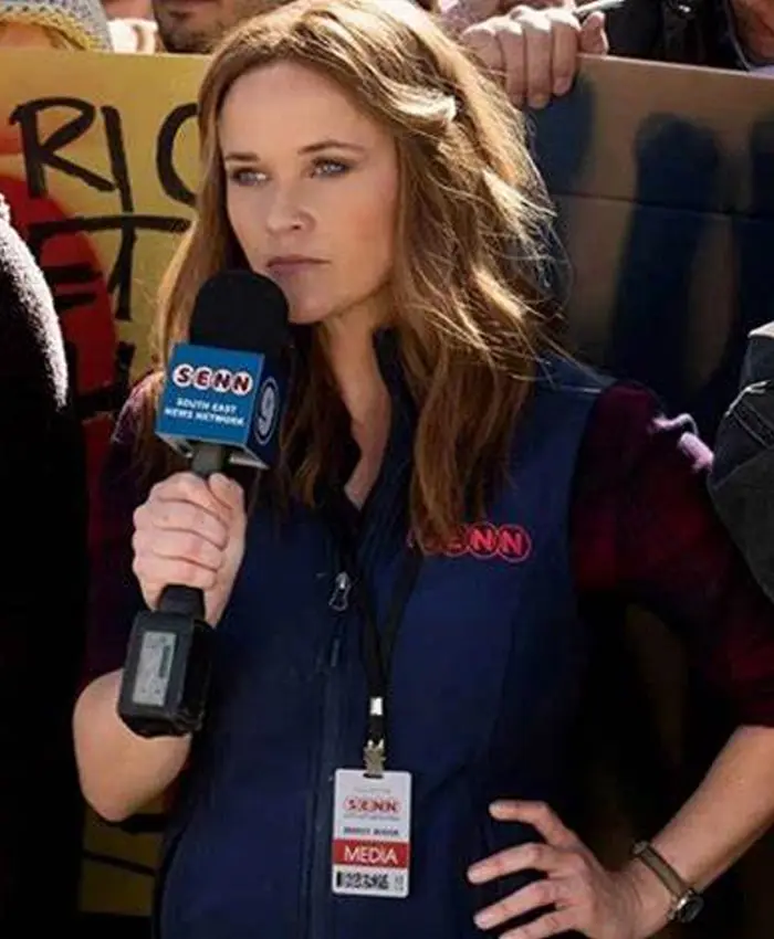 Reese Witherspoon The Morning Show Blue Cotton Polyester Vest Reese Witherspoon The Morning Show Blue Cotton Polyester Vest