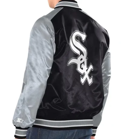 Chicago White Sox Renegade Black/Silver Varsity Satin Jacket