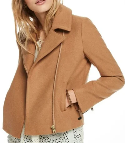 Riverdale Betty Cooper Camel Wool Biker Jacket