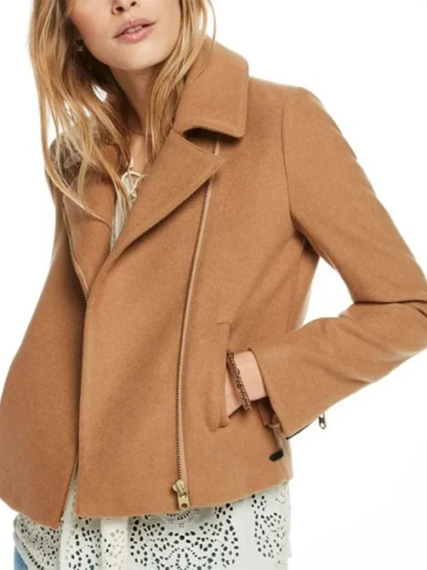 Riverdale Betty Cooper Camel Wool Biker Jacket