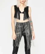 Riverdale S05 Toni Topaz Fringe Leather Black Vest