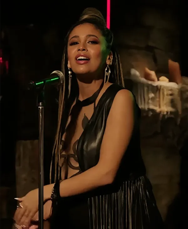 Riverdale S05 Toni Topaz Fringe Leather Black Vest