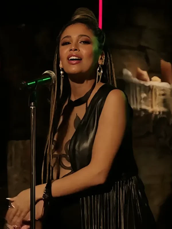 Riverdale S05 Toni Topaz Fringe Leather Black Vest