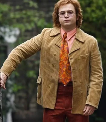 Rocketman Taron Egerton Beige Coat