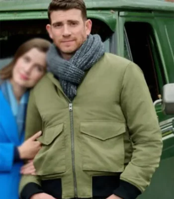 Round And Round 2023 Bryan Greenberg Green Bomber Jacket
