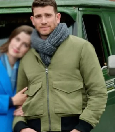 Round And Round 2023 Bryan Greenberg Green Bomber Jacket