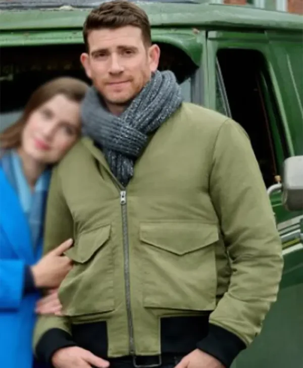 Round And Round 2023 Bryan Greenberg Green Bomber Jacket