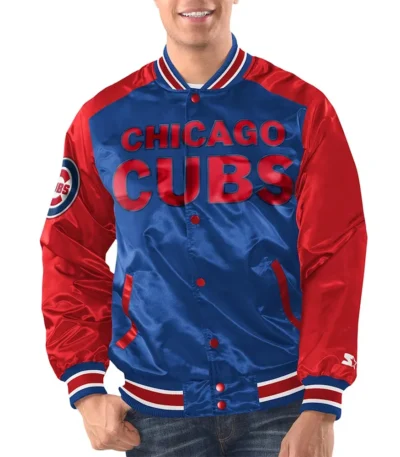 Royal-Red Chicago Cubs Renegade Varsity Satin Jacket