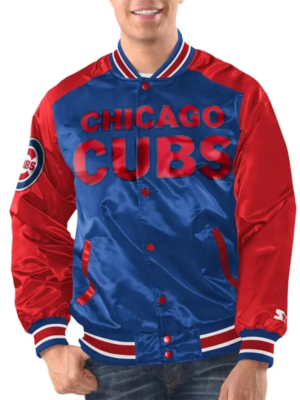 Royal-Red Chicago Cubs Renegade Varsity Satin Jacket