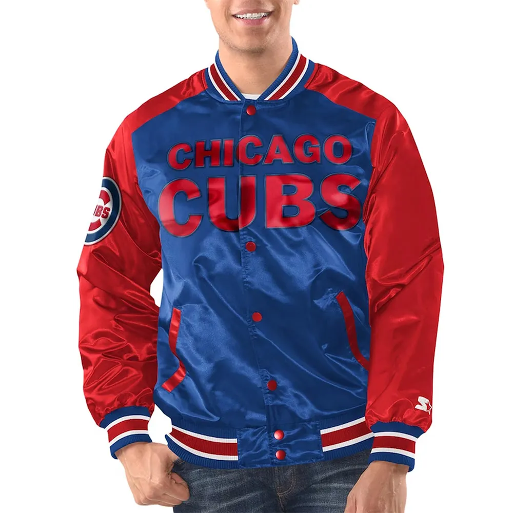 Royal-Red Chicago Cubs Renegade Varsity Satin Jacket Royal-Red Chicago Cubs Renegade Varsity Satin Jacket
