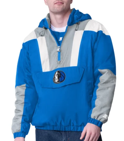 Royal/Silver Dallas Mavericks Charger Half-Zip Pullover Jacket