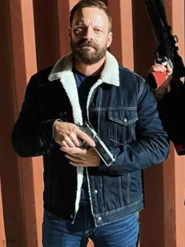 Ryan Robbins Sniper Rogue Mission Blue Shearling Jacket
