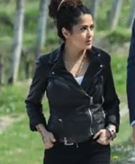 Salma Hayek The Hitman’s Wife’s Bodyguard Leather Black Jacket