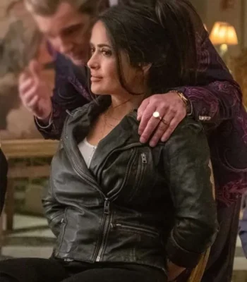 Salma Hayek The Hitman’s Wife’s Bodyguard Leather Black Jacket