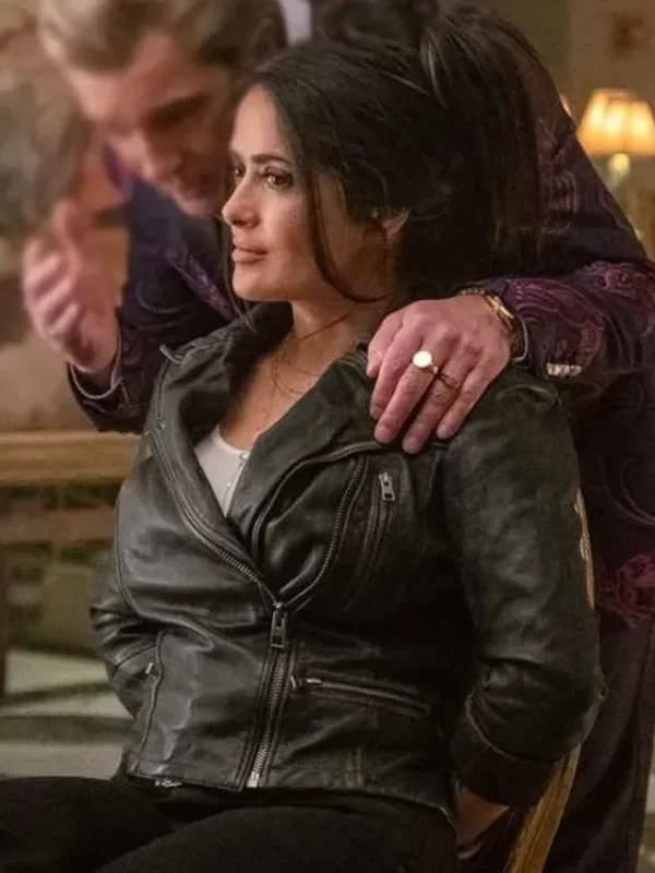 Salma Hayek The Hitman’s Wife’s Bodyguard Leather Black Jacket
