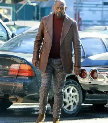 Samuel Jackson John Shaft 2019 Brown Leather Blazer Coat
