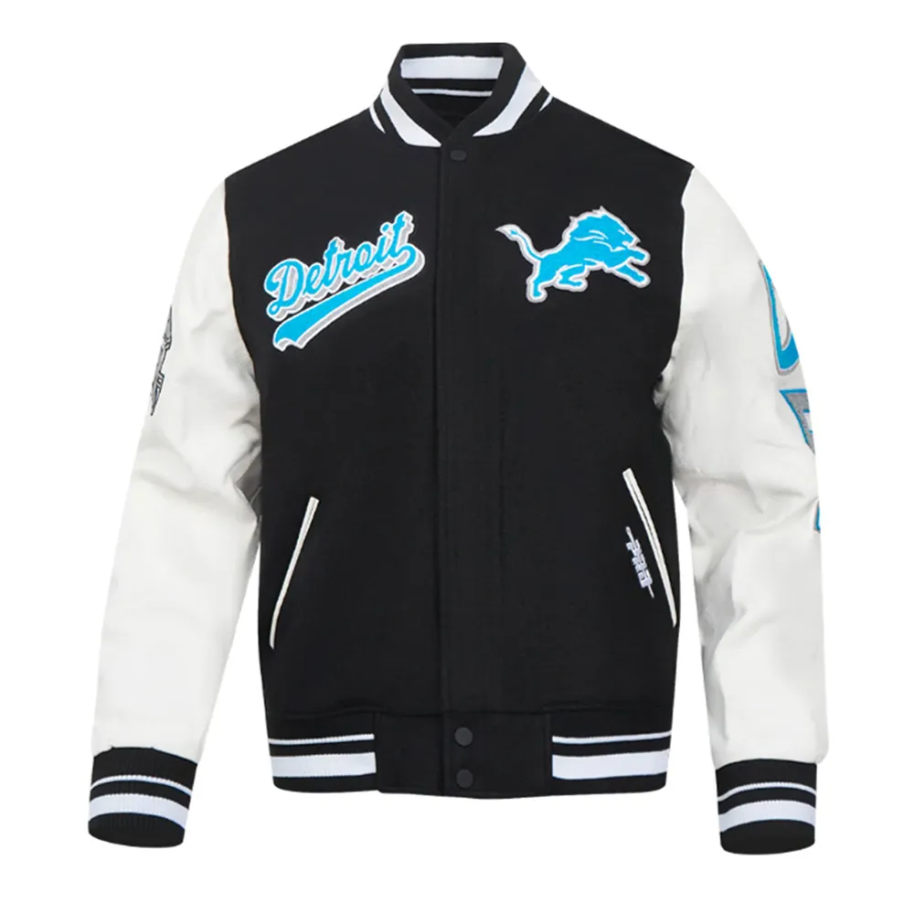 Script Tail Detroit Lions Classic Rib Varsity Jacket Script Tail Detroit Lions Classic Rib Varsity Jacket