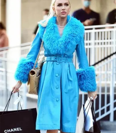 Selling Sunset Christine Quinn Blue Shearling Trench Coat
