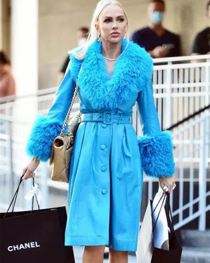 Selling Sunset Christine Quinn Blue Shearling Trench Coat Selling Sunset Christine Quinn Blue Shearling Trench Coat