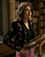 Sex/Life S02 Sarah Shahi Floral Black Bomber Jacket