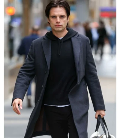 Sharper 2023 Sebastian Stan Gray Coat