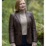 Shiv Roy Succession S04 Brown Leather Blazer
