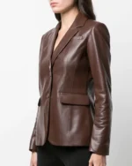Shiv Roy Succession S04 Brown Leather Blazer